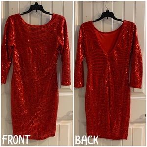 Formal red sequined dress